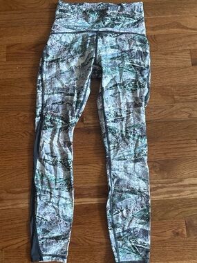 lululemon athletica Marble Print Leggings in Gray and Green